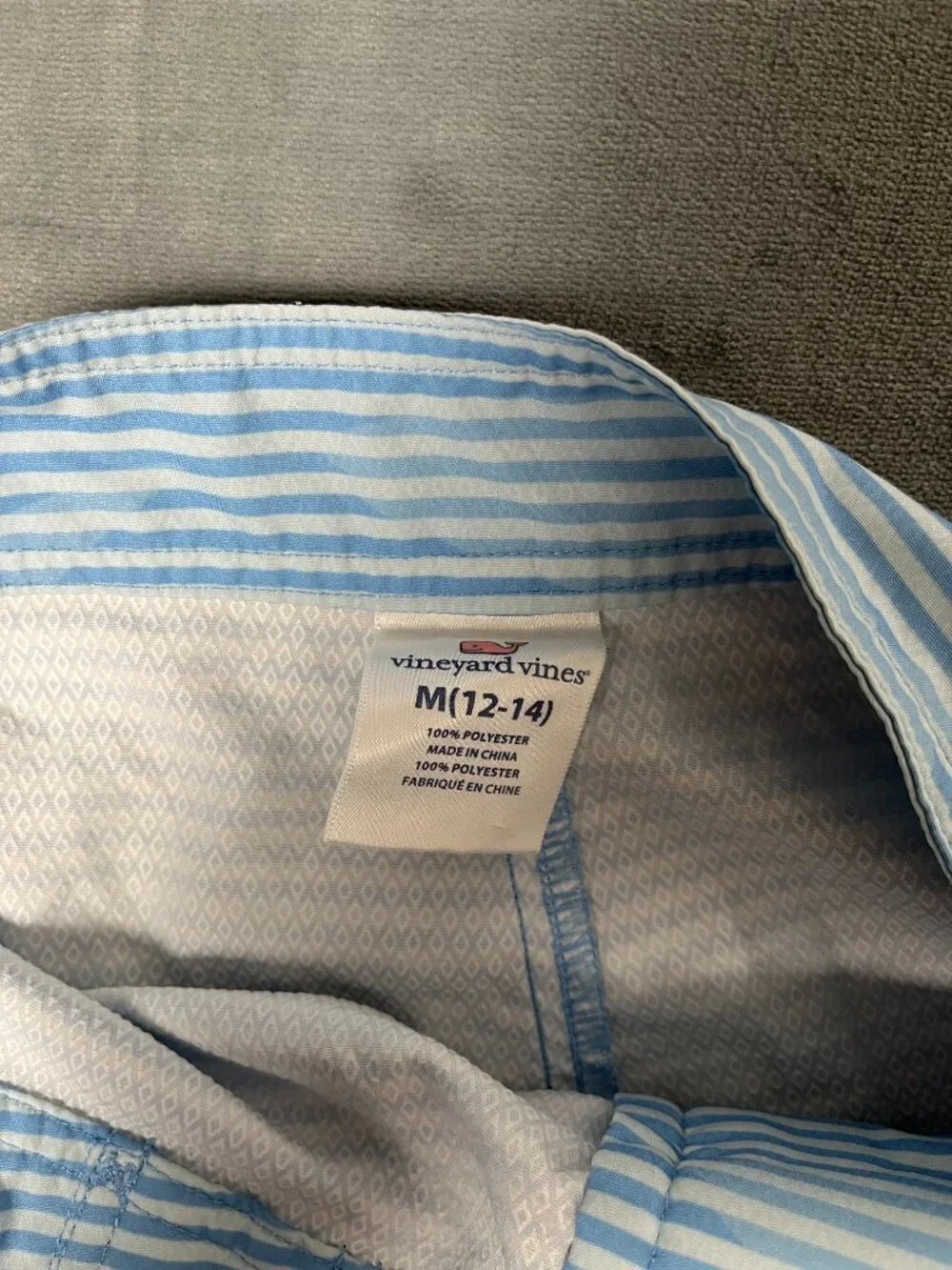 Vineyard Vines Swim Short Boys 12-14 Medium Stripped Whit Blue